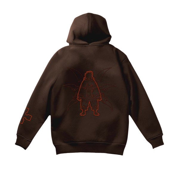 Inferno Embroidery Hoodie - Brown