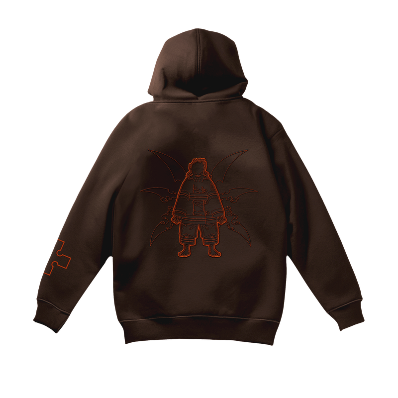 Inferno Embroidery Hoodie - Brown