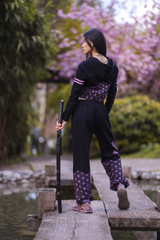 Pink Pattern Cropped Zip Up Hoodie