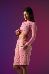 Pink Pattern Cotton Shorts