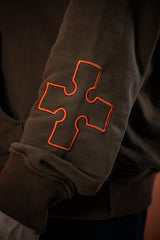 Inferno Embroidery Hoodie - Brown
