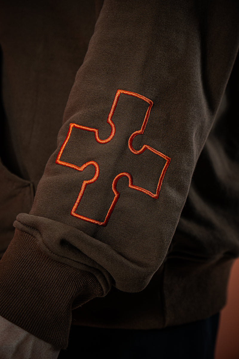 Inferno Embroidery Hoodie - Brown