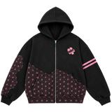Pink Pattern Zip Up Hoodie