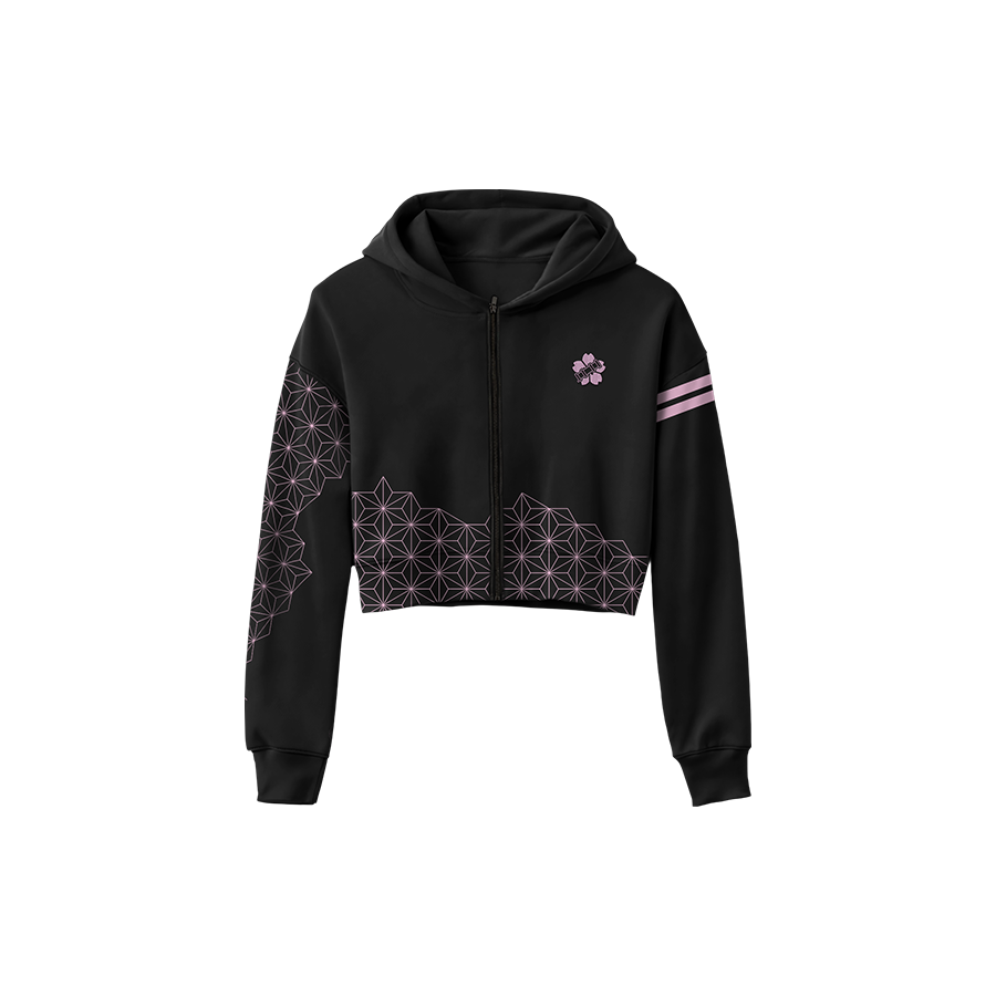 Pink Pattern Cropped Zip Up Hoodie – Invicta Kuru