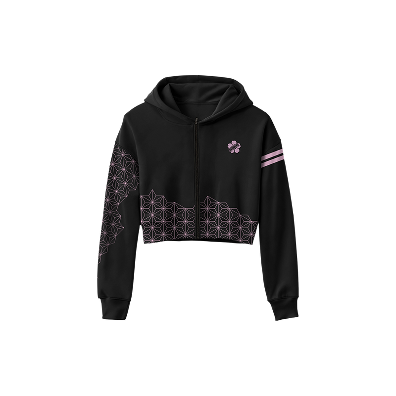 Pink Pattern Cropped Zip Up Hoodie – Invicta Kuru