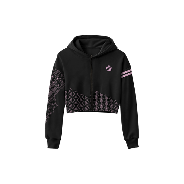 Pink Pattern Cropped Zip Up Hoodie – Invicta Kuru