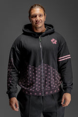 Pink Pattern Zip Up Hoodie