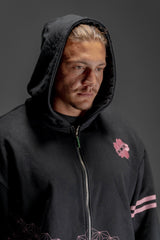 Pink Pattern Zip Up Hoodie