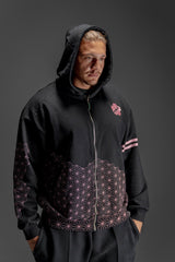 Pink Pattern Zip Up Hoodie