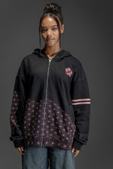 Pink Pattern Zip Up Hoodie