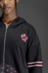 Pink Pattern Zip Up Hoodie