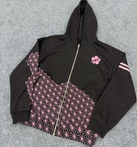 Pink Pattern Zip Up Hoodie
